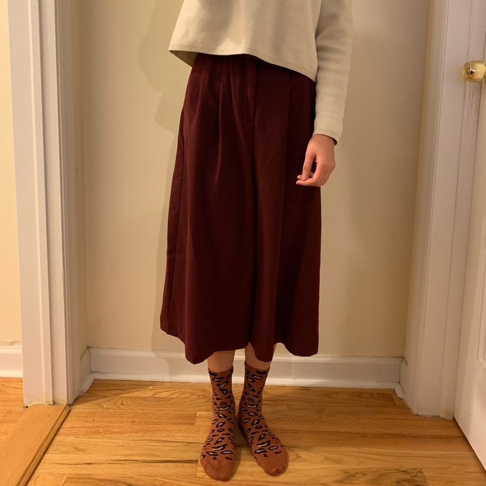 Topshop Wine Red Wide Leg Trousers